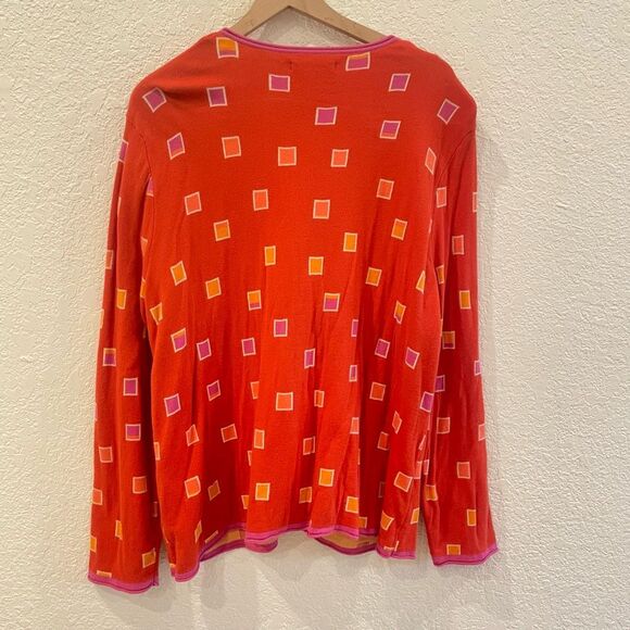 Gudrun Sjoden Orange Geometric Knit Cardigan XXL – Boho Lagenlook Style Organic - Picture 4 of 7